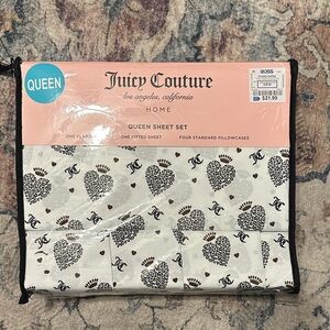 Juicy Couture Black and White Heart Pattern Sheet Set